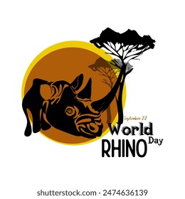 World Rhino Day. Vector illustration. Animal protection. 22 September.