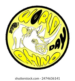 World Rhino Day. Vector illustration. Animal protection. 22 September.