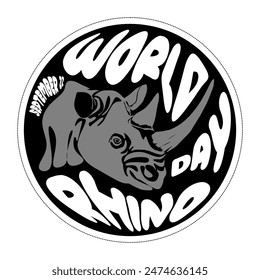World Rhino Day. Vector illustration. Animal protection. 22 September.