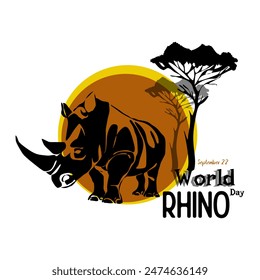 In: World Rhino Day. Vektorillustration. Tierschutz. 22. September.