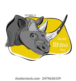 World Rhino Day. Vector illustration. Animal protection. 22 September.