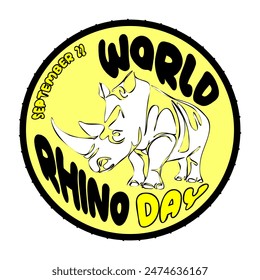 World Rhino Day. Vector illustration. Animal protection. 22 September.