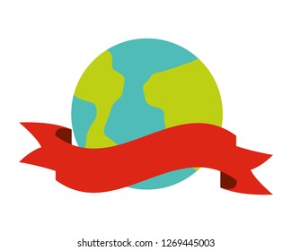 world ribbon on white background