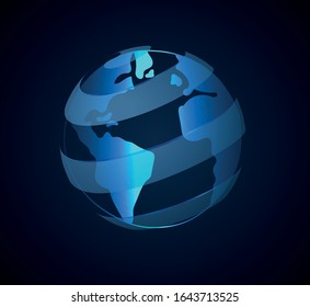 World with ribbon twist on dark background 
