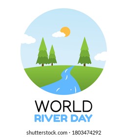 World River Day Vector Illustration