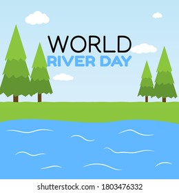 World River Day Vector Illustration