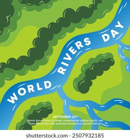 Hintergrund des World Rivers Day mit Illustration des sauberen Flusses