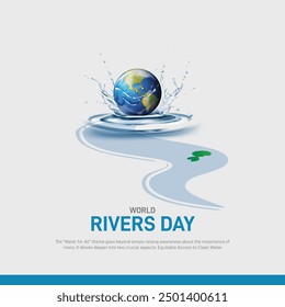 Welttag der Flüsse. World Rivers Day kreatives Konzept Banner, Poster, Social Media Post, Vorlage, Hintergrund, Postkarte, Grußkartendesign etc.