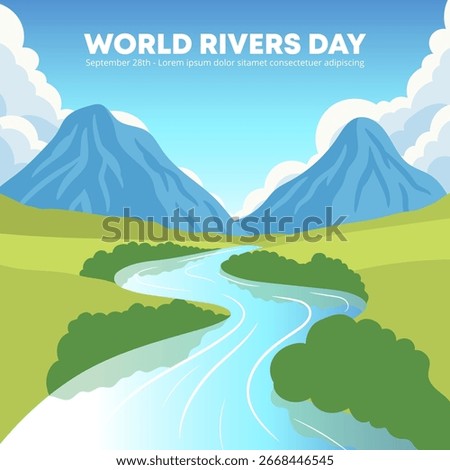 World Rivers Day design with a clean river flowing