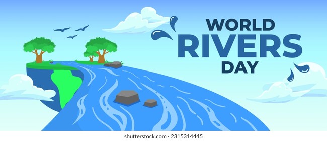 World Rivers Day on 24 September Banner Background. Horizontal Banner Template Design. Vector Illustration