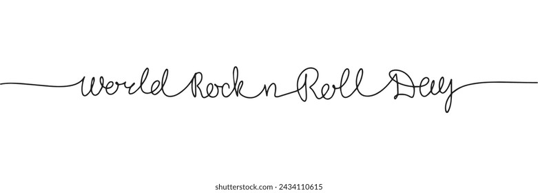 World Rock n Roll Day line art text banner. Hand drawn vector art.