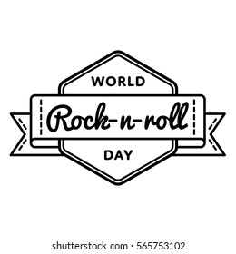 World Rock-n-roll day emblem isolated vector illustration on white background. 13 april world musical holiday event label, greeting card decoration graphic element