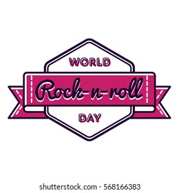World Rock-n-roll day emblem isolated vector illustration on white background. 13 april world musical holiday event label, greeting card decoration graphic element
