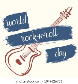 World Rock-n-Roll Day poster in grunge style