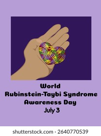 World Rubinstain Taybi Syndrome Awareness Day, vertical poster, banner or flyer vector illustration design to support people with a rare disease