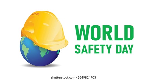 Día Mundial de la Seguridad, humanos y construcción, diseño de Vectores