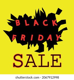 world sales day. black friday banner in red letters on yellow black background