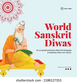 Plantilla de diseño de banner de World sanskrit diwas. 