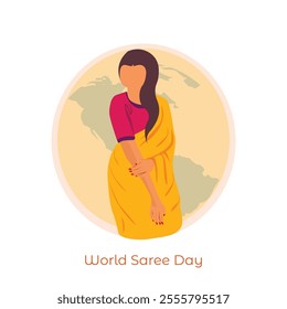 World Saree Day vector, illustration. Celebrated on 21st of December.