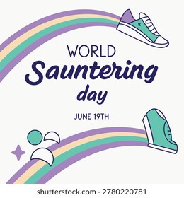 World Sauntering Day Typography Vector Text