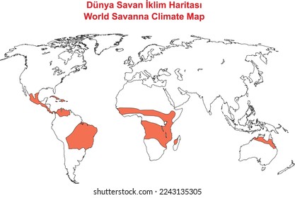 Mapa del clima de la sabana mundial, ilustrador