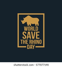World Save The Rhino Day Vector illustration. raising awareness about the critical situation of rhinos and mobilizing efforts to save them from extinction. flat style design.