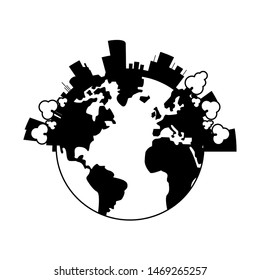 world saving ecology green globe cartoon vector illustration graphic design