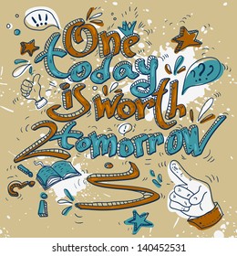 World Sayings Hand Drawn Text Lettering with Quotations and Proverb