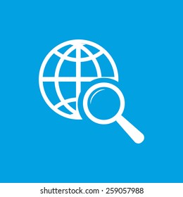 World scan web white icon isolated on a blue background. Vector symbol