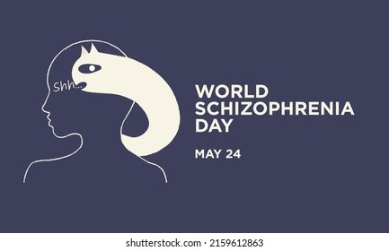 World Schizophrenia Day Greeting Banner. Vector Illustration. Minimalist and trendy. Celebrated on May 24. Visual representation of Schizophrenia symptoms in patients. Editable. EPS 10