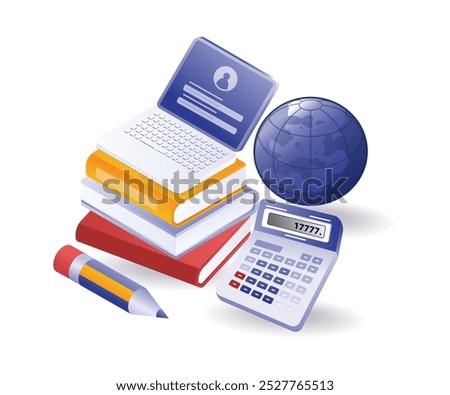 The world of school book students isometric illustration