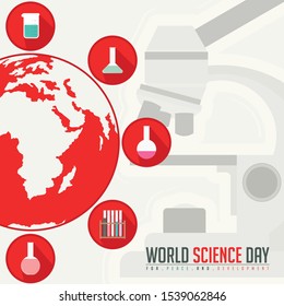 World Science Day for Peace and Development with chemical tools icon vector design