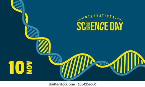 Diseño de fondo del Día Mundial de la Ciencia para la Paz y el Desarrollo con ADN. Buena plantilla de fondo para Ciencia o Diseño de ADN.