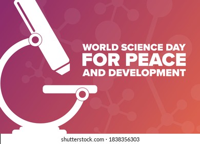 World Science Day for Peace and Development. November 10. Holiday concept. Template for background, banner, card, poster with text inscription. Vector EPS10 illustration