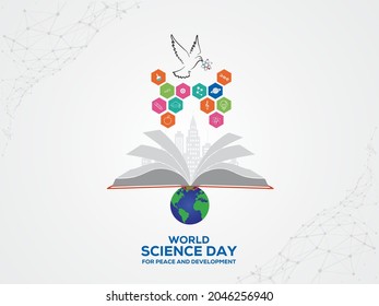 World Science Day for Peace and Development. November 10 world science day concept. Template for background, banner, card, poster. Vector illustration.