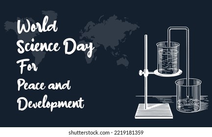 World Science Day For Peace and Development with Chemical Bottle Vector Illustration for Poster Banner Card Invitation