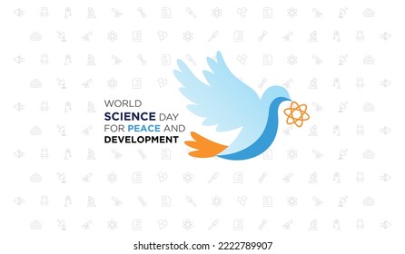 World Science Day for Peace and Development background design with Flying  Dove with Science concept vector illustration.