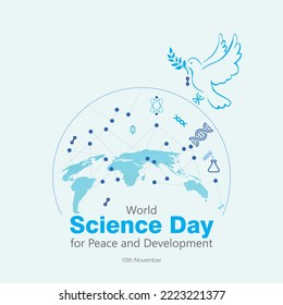 World Science Day for Peace and Development background design with Flying Dove vector, illustration. The concept for posters and background. 10th November.