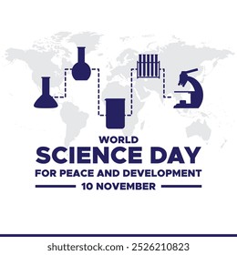 World Science Day for Peace and Development, 10th November, vector Graphic World Science Day for Peace and Development, greeting card, social media template.