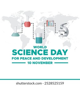 World Science Day for Peace and Development, 10th November, vector Graphic World Science Day for Peace and Development, greeting card, social media template.