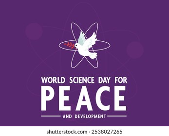 Diseño de fondo del Día Mundial de la Ciencia para la Paz y el Desarrollo con la Ilustración vectorial Flying Dove.