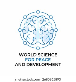 El Día Mundial de la Ciencia para la Paz y el Desarrollo, celebrado el 10 de noviembre, destaca el papel de la ciencia en la sociedad, promueve la paz y el desarrollo sostenible. Afiche de Anuncio, medios sociales, antecedentes. Eps.
