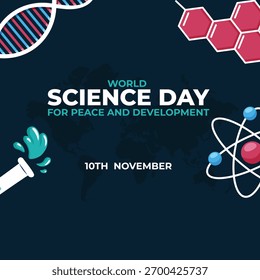 World Science Day for peace and development poste design vector 