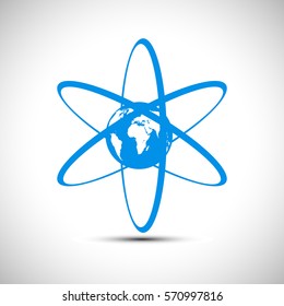 World Science icon. Earth atom icon. Vector Illustration. Vector sign.