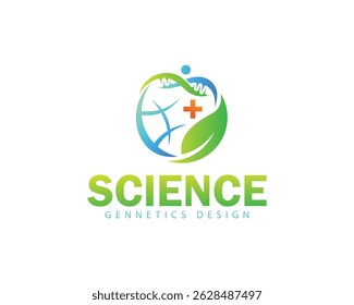 world science logo creative design concept nature genetics biology technology lab