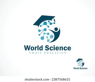 logotipo de ciencia mundial concepto de diseño creativo de la molécula de la educación inteligente del mundo