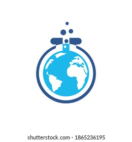 Diseño del logotipo vectorial de World Science. Logotipo del planeta con el concepto del logo del laboratorio de ciencias.