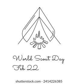 World Scout Day single-line art that is suitable for celebrating the holiday.