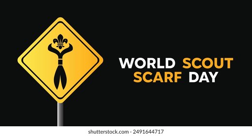 World Scout Scarf Day. Great for cards, banners, posters, social media and more. Black background.