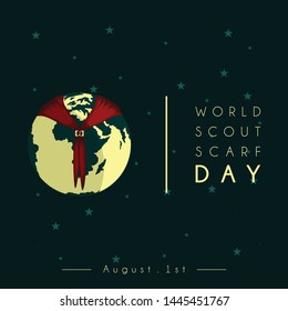 World Scout Scarf Day Vector Design with earth and scarf icon
